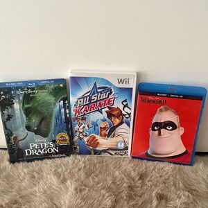 Bundle 2 Disney movies and all start karate Wii game